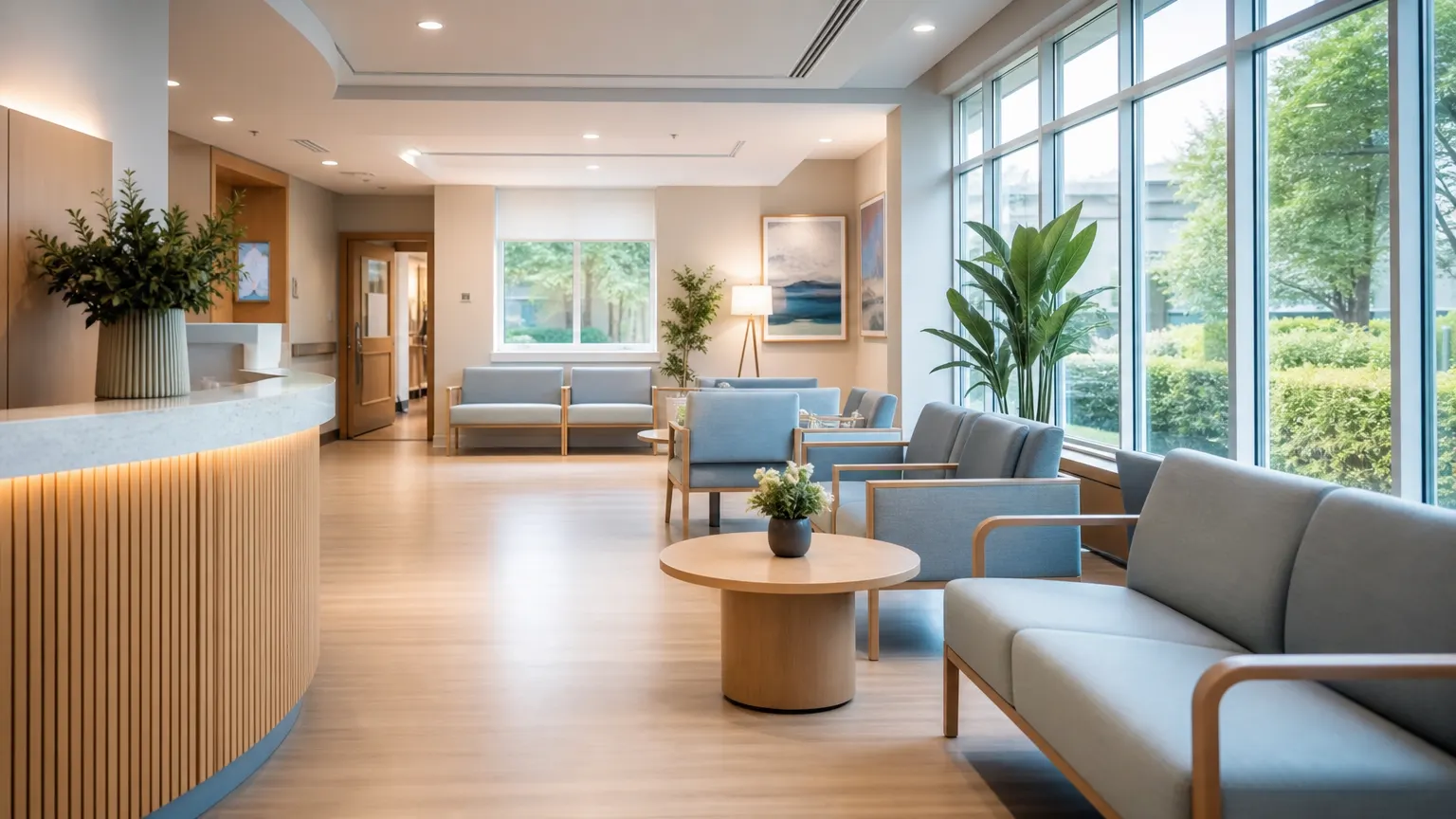 A calm private hospital waiting area