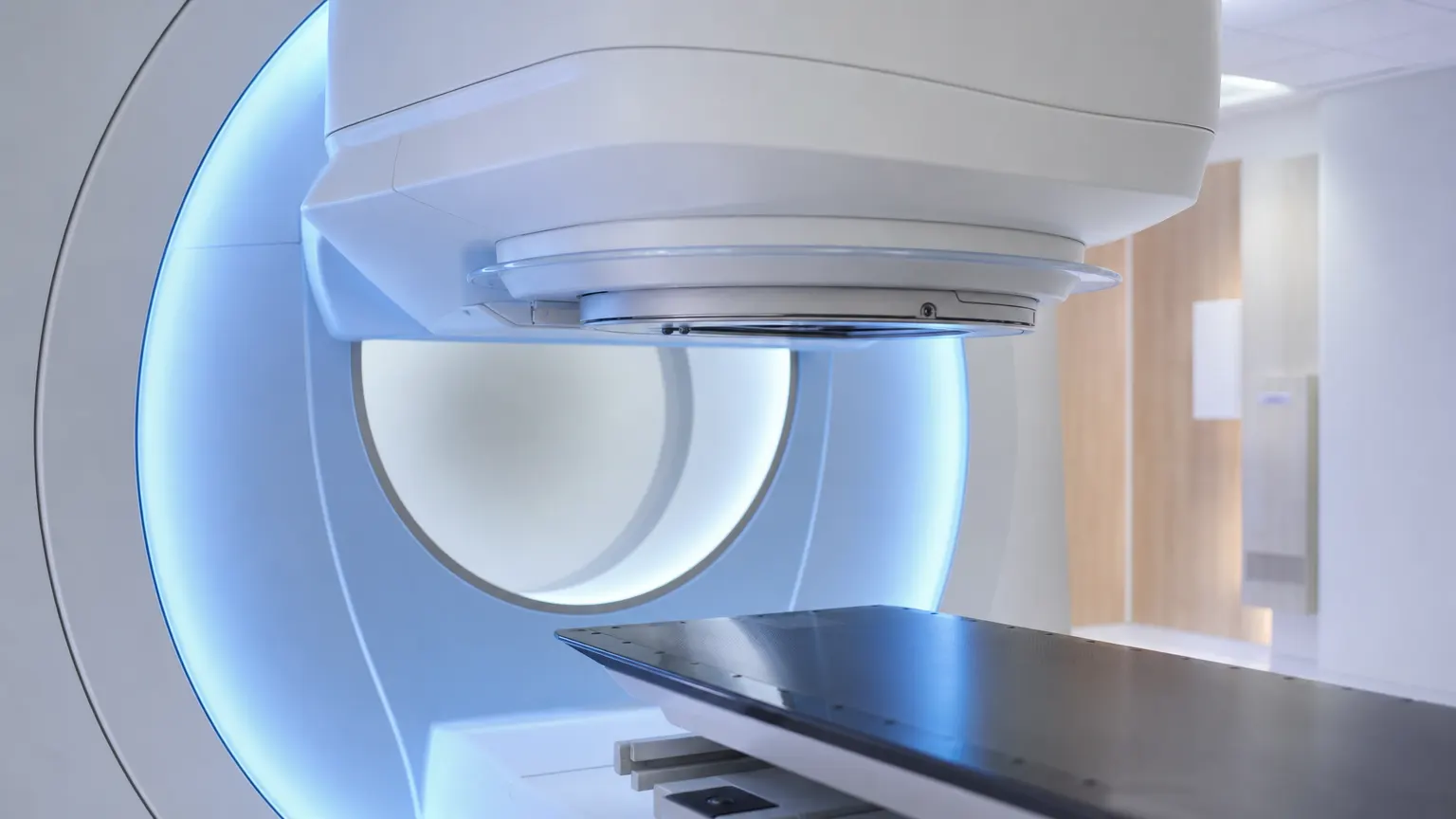 Close detail of a modern radiotherapy machine